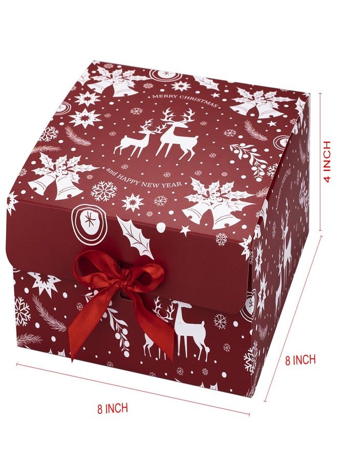 ARTLYMERS Christmas Gift Boxes with Lids, 6 Pack Gift Box and Red Ribbon Christmas Themed Pattern Small Gift Boxes for Xmas Presents Gifts Easy Assemble - Image 3